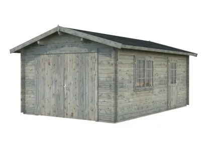 Garage Roger 19,0 m² mit Holztor 44 mm grau tauchimprägniert Produktbild #1