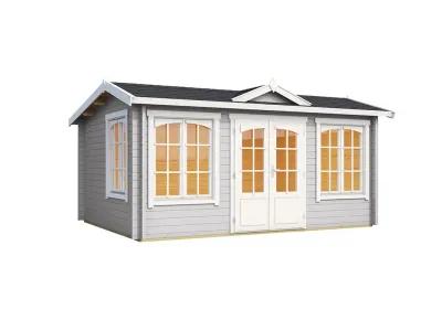 Gartenhaus Blockbohlenhaus Windsor 44 44 mm lichtgrau Produktbild #2