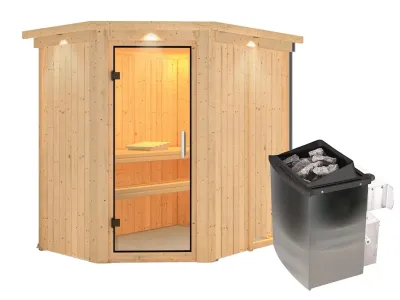 Sauna Systemsauna Carin mit Dachkranz, inkl. 9 kW Ofen mit integrierter Steuerung Produktbild #6