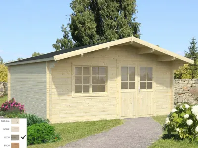 Gartenhaus Blockbohlenhaus Britta 22,3 m² 40 mm grau tauchimprägniert Produktbild #1