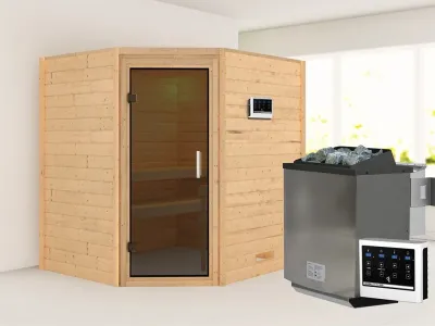 Sauna Massivholzsauna Mia, inkl. 9 kW Bio-Ofen mit externer Steuerung Produktbild #1