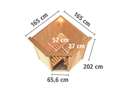 Sauna Systemsauna Nanja mit Dachkranz, Klarglas Ganzglastür Produktbild #8