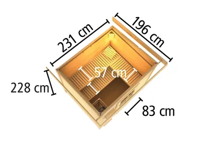 Saunahaus Lene 3, 38 mm, Terragrau mit Glastür Produktbild #8