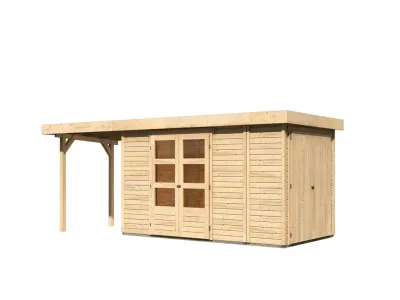 Gartenhaus SET Retola 5 19 mm naturbelassen, inkl. 2,4 m Anbaudach + Anbauschrank Produktbild #8