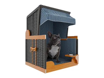 Hundestrandkorb Talea anthrazit-blau-weiß inkl. Schutzhülle Produktbild #3