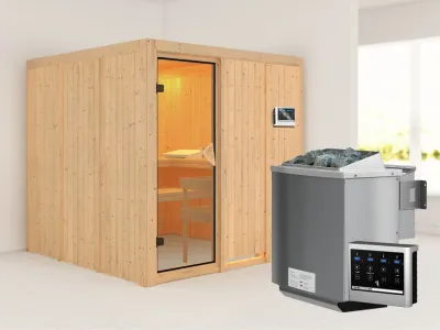 Systemsauna Rodin bronzierte Ganzglastür, inkl. 9 kW Bio-Kombiofen ext. Steuerung Produktbild #1