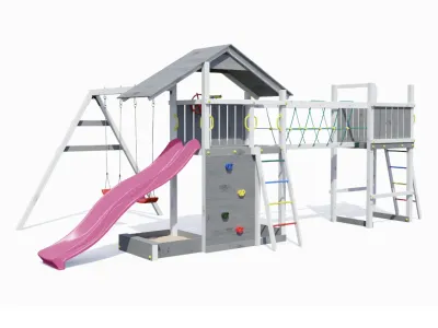 Spielturm Smart 2 Bridge grau-weiß inkl. Rutsche pink Produktbild #5