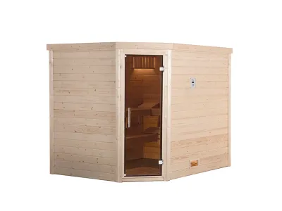 Sauna Massivholzsauna Turku 3 GT graphit Ganzglastür Produktbild #3