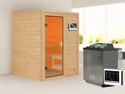 Sauna Massivholzsauna Sandra, inkl. 9 kW Bio-Ofen mit externer Steuerung Produktbild #1