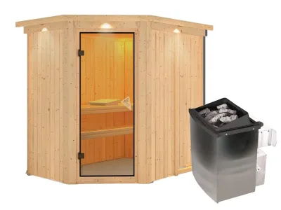 Sauna Systemsauna Carin mit Dachkranz, inkl. 9 kW Ofen mit integrierter Steuerung Produktbild #5