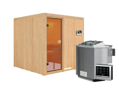 Sauna OULU mit bronzierter Glastür + 9 kW Bio-Kombiofen mit ext. Strg. Produktbild #4