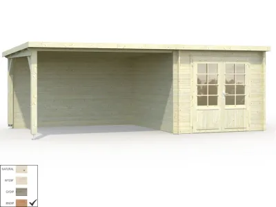 Gartenhaus Blockbohlenhaus Ella 6,9+10,0 m² 28 mm braun tauchimprägniert Produktbild #6
