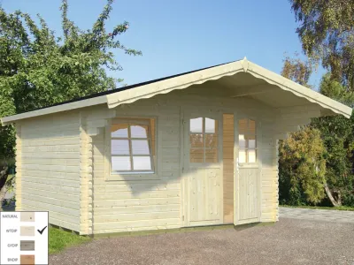 Gartenhaus Blockbohlenhaus Sally 12,3 m² 44 mm transparent tauchimprägniert Produktbild #1