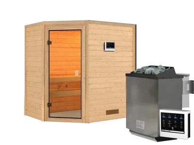 Sauna Massivholzsauna Jella, inkl. 9 kW Bio-Ofen mit externer Steuerung Produktbild #8