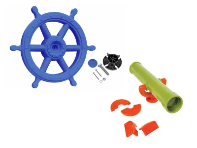 Spielset 3.3 inkl. Piraten Lenkrad blau Ø 54 cm, Teleskop - Fernrohr grün-orange Produktbild #1