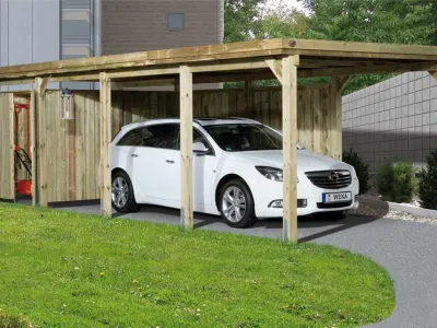 Flachdach Einzelcarport 617 Gr. 3 mit Trapezblech Produktbild #1