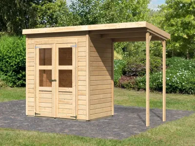 Gerätehaus Merseburg 2 14 mm naturbelassen inkl. 140 cm Anbau Produktbild #2