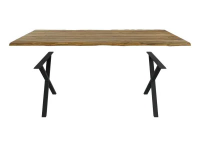 Tischplatte mit Waldkante aus Teak SPARSET inkl. Metalluntergestell Ironline Fineline Line X Produktbild #3