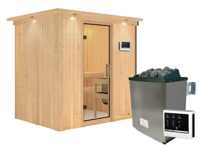 Sauna Systemsauna Bodin mit Dachkranz, inkl. 9 kW Ofen mit externer Steuerung Produktbild #7