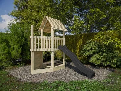 Spielturm Ship Tower KDI inkl. Rutsche grau Produktbild #1