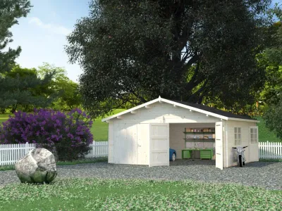 Garage Roger 28,4 m² mit Holztor 44 mm naturbelassen Produktbild #1