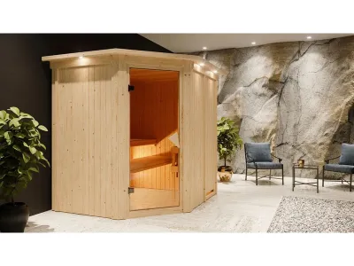 Sauna Systemsauna Siirin mit Dachkranz, inkl. 9 kW Ofen mit integrierter Steuerung Produktbild #1