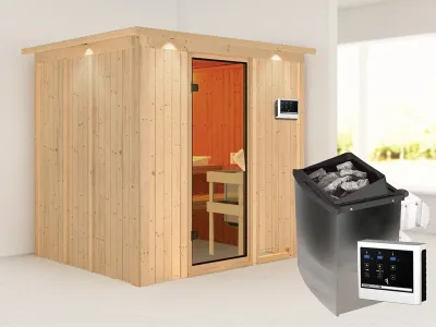 Sauna Systemsauna Sodin mit Dachkranz, inkl. 9 kW Ofen mit externer Steuerung Produktbild #1