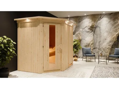 Sauna Systemsauna Siirin mit Dachkranz, inkl. 9 kW Bio-Ofen mit externer Steuerung Produktbild #13