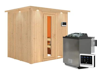 Sauna Systemsauna Sodin mit Dachkranz, inkl. 9 kW Bio-Ofen mit externer Steuerung Produktbild #7