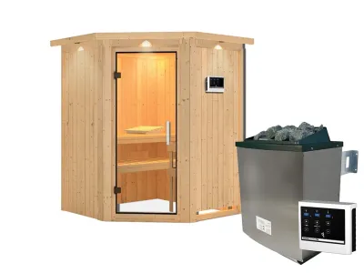 Sauna Systemsauna Larin mit Dachkranz, inkl. 9 kW Ofen mit externer Steuerung Produktbild #12