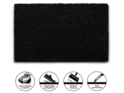 Kokosmatte Schwarz Fußmatte Fußabtreter Schmutzfangmatte Türmatte Fußabstreifer Produktbild #4