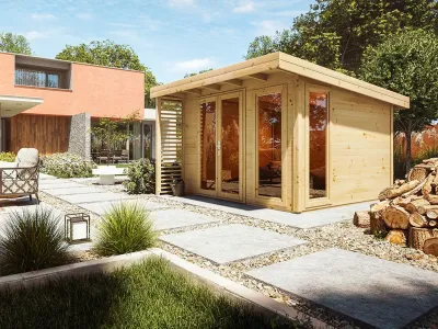 Gartenhaus Homeoffice Arvo 28 mm naturbelassen Produktbild #1