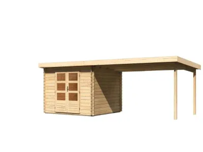 Gartenhaus Blockbohlenhaus SET Bastrup 5 28 mm naturbelassen, inkl. 4 m Anbaudach Produktbild #8