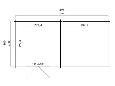 Gartenhaus Blockbohlenhaus Orlando Exklusiv 28 mm carbongrau mit 3 m Anbau Produktbild #4