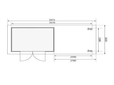 Gartenhaus SET Askola 5 19 mm terragrau, inkl. 2,8 m Anbaudach + Rückwand Produktbild #9