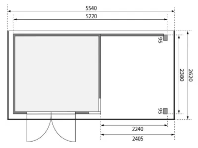 Gartenhaus SET Kerko 5 19 mm terragrau, inkl. 2,4 m Anbaudach + Rückwand Produktbild #4