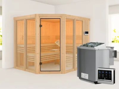 Sauna Ainur mit bronzierter Glastür + 9 kW Bio-Kombiofen mit ext. Strg. Produktbild #9