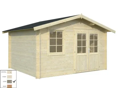 Gartenhaus Blockbohlenhaus Klara 10,4 m² 28 mm grau tauchimprägniert Produktbild #2