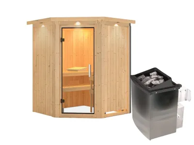 Sauna Systemsauna Larin mit Dachkranz, inkl. 9 kW Ofen mit integrierter Steuerung Produktbild #8