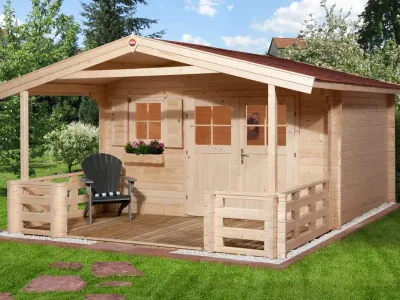 Gartenhaus Blockbohlenhaus 111 B Gr. 2 28 mm naturbelassen Produktbild #1