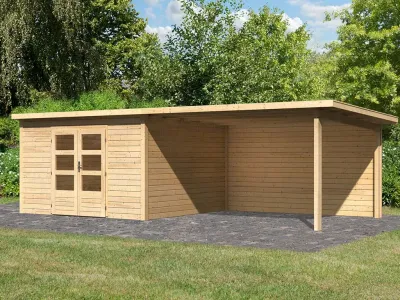 Gartenhaus Wacken 8 28 mm naturbelassen inkl. 4 m Anbau + Rückwand Produktbild #10
