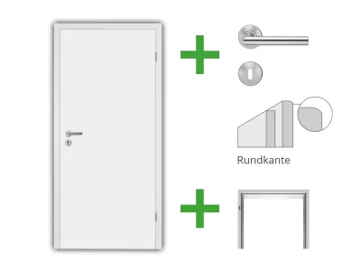 Türenset CPL Weiß RAL9010 mit Röhrenspankern - Türblatt, Zarge, Drückergarnitur Produktbild #2