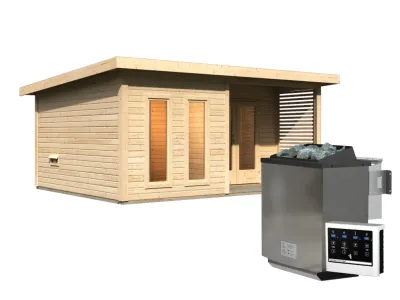 Saunahaus Mainburg 5 naturbelassen 38 mm inkl. Bio-Kombiofen 9 kW + ext. Steuerung Produktbild #7