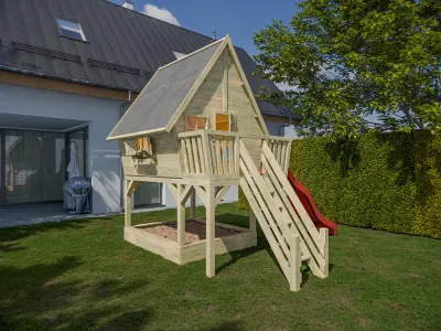 Stelzenhaus Clubhouse KDI inkl. Rutsche rot Produktbild #2
