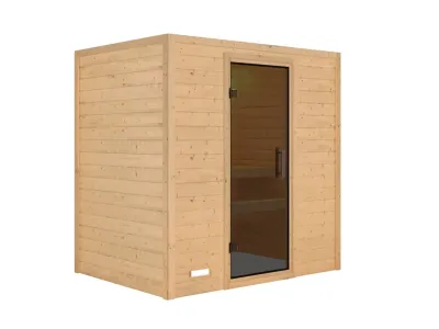 Sauna Massivholzsauna Sonja graphit Ganzglastür Produktbild #3