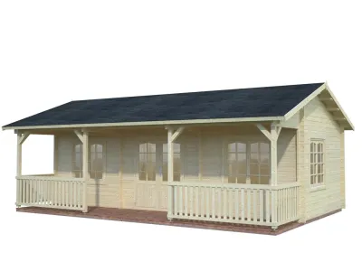 Ferienhaus Blockbohlenhaus Sandra 25,6+11,1 m² 44 mm naturbelassen Produktbild #2