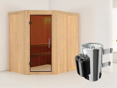 Sauna Systemsauna Saja graphit Ganzglastür + Plug & Play Saunaofen mit Steuerung Produktbild #1