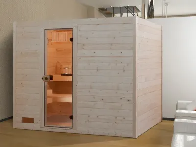 Sauna Massivholzsauna Valida 4 GT klare Ganzglastür Produktbild #3