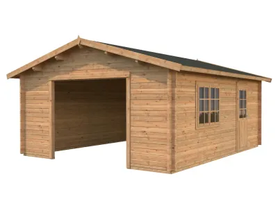 Garage Roger 27,7 m² ohne Tor 70 mm braun tauchimprägniert Produktbild #1