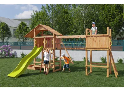 Spielturm Smart 1 Bridge teakfarben inkl. Rutsche gelb Produktbild #2